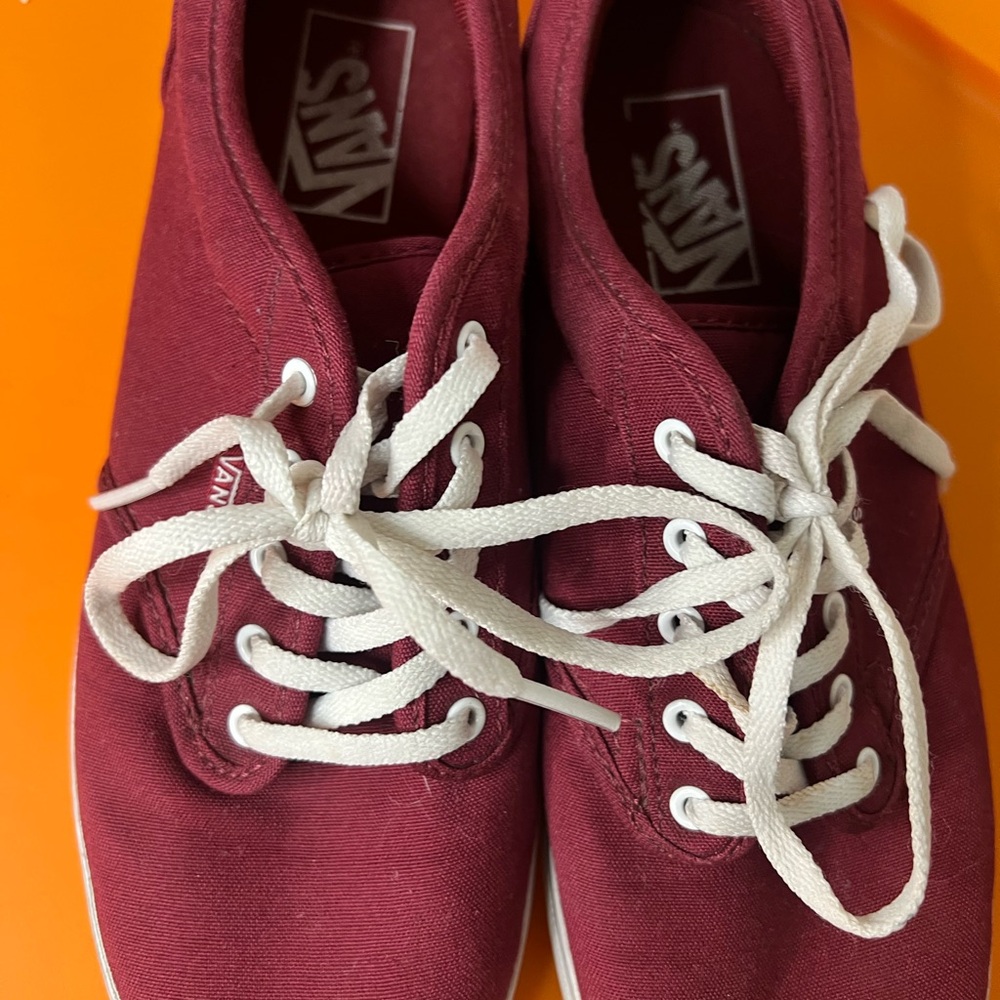 Vans Maroon Canvas Shoes with White Laces